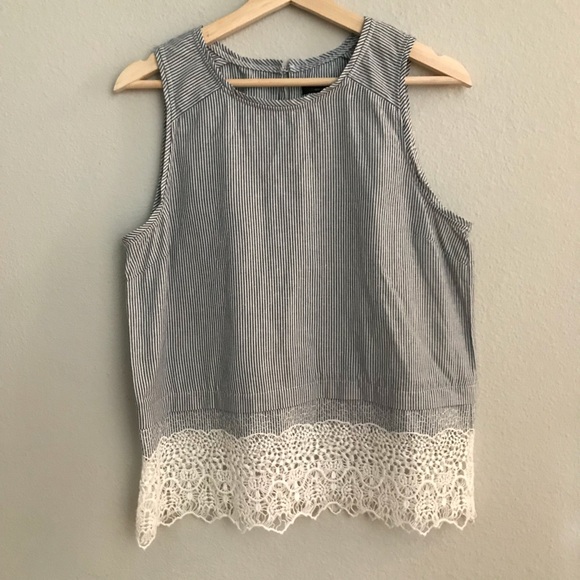 rag & bone Tops - SOLD* RAG & BONE chambray striped tank with lace